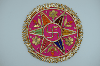Pink Base Star Design With Sathiya Gotapatti Patch 6 Inch(2 Pc)