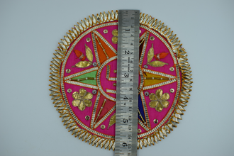 Pink Base Star Design With Sathiya Gotapatti Patch 6 Inch(2 Pc)