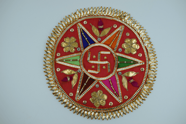 Red Base Star Design With Sathiya Gotapatti Patch 6 Inch(2 Pc)