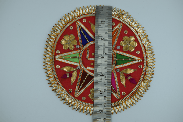Red Base Star Design With Sathiya Gotapatti Patch 6 Inch(2 Pc)