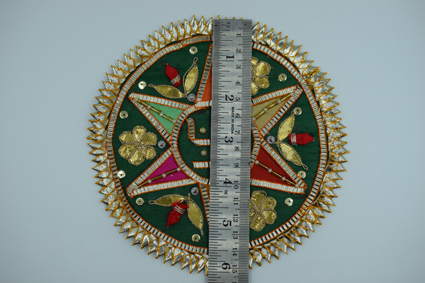 Green Base Star Design With Sathiya Gotapatti Patch 6 Inch(2 Pc)