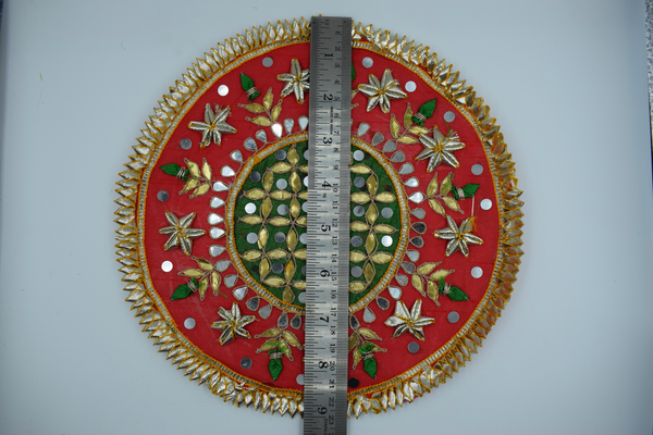 Red Jaal With Green Border Gotapatti Patch 8 Inch