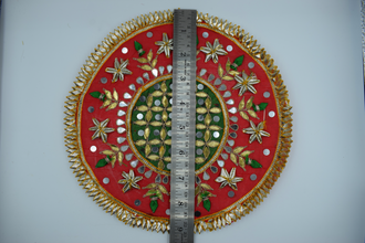 Red Jaal With Green Border Gotapatti Patch 8 Inch
