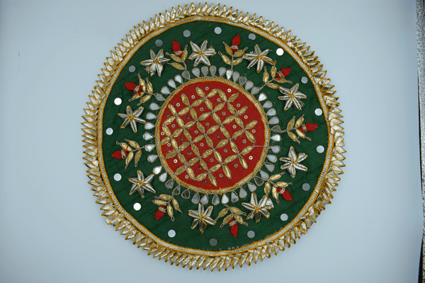 Green Jaal With Red Border Gotapatti Patch 8 Inch