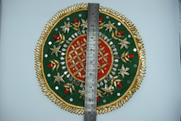 Green Jaal With Red Border Gotapatti Patch 8 Inch