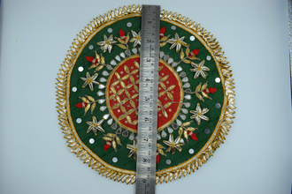Green Jaal With Red Border Gotapatti Patch 8 Inch