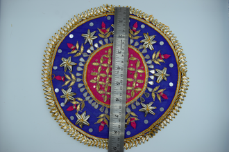 Pink Jaal With Blue Border Gotapatti Patch 8 Inch