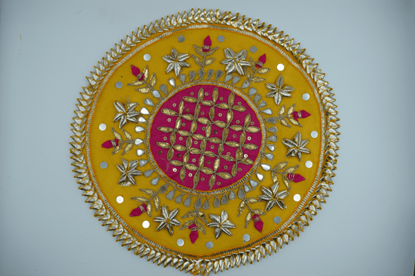 Pink Jaal With Yellow Border Gotapatti Patch 9 Inch