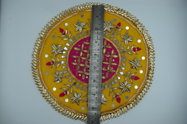 Pink Jaal With Yellow Border Gotapatti Patch 9 Inch
