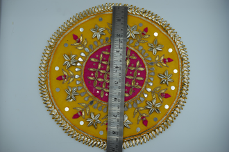 Pink Jaal With Yellow Border Gotapatti Patch 9 Inch