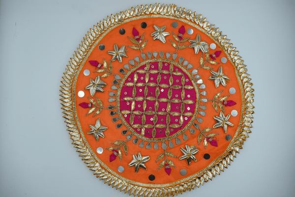 Pink Jaal With Orange Border Gotapatti Patch 9 Inch