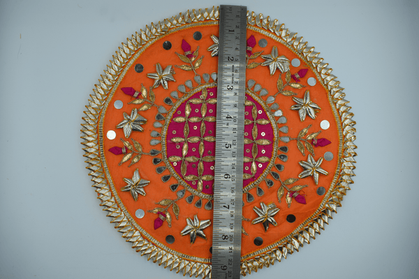 Pink Jaal With Orange Border Gotapatti Patch 9 Inch