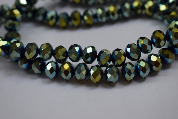 Metallic Silver Color Glass Tyre Crystal Beads Per String (8 mm)