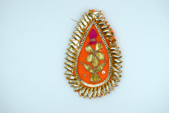 Orange Small Pan Shape Gotapatti Patch 3.5 Inch (5 Pc)