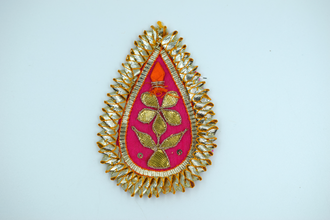 Orange Small Pan Shape Gotapatti Patch 3.5 Inch (5 Pc)