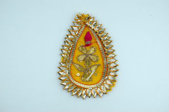 Orange Small Pan Shape Gotapatti Patch 3.5 Inch (5 Pc)