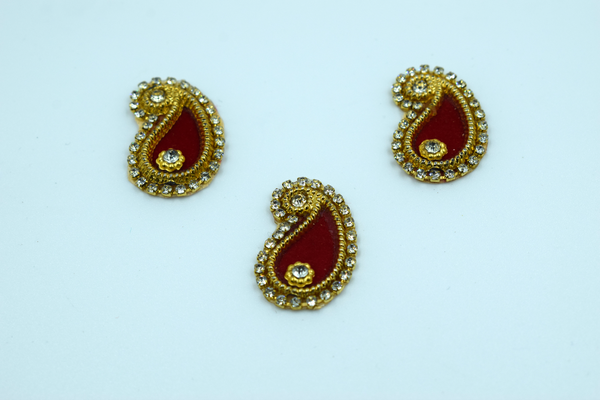 Red Color Ambiya Shaped Kundan Buti For Decoration(Pack of 10 pcs)
