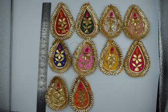 Orange Small Pan Shape Gotapatti Patch 3.5 Inch (5 Pc)