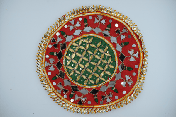 Green Jaal With Red Border Gotapatti Patch 8 Inch