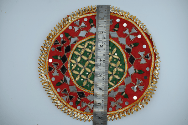 Green Jaal With Red Border Gotapatti Patch 8 Inch