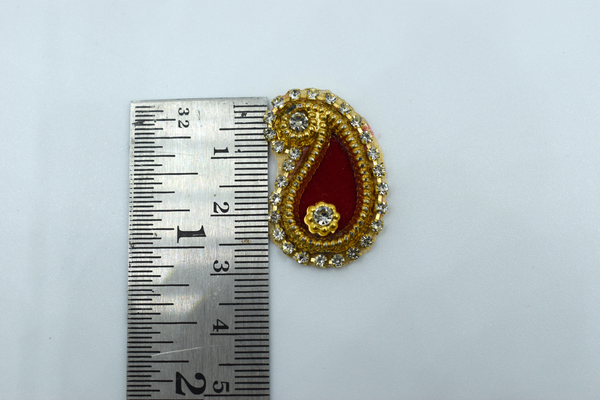 Red Color Ambiya Shaped Kundan Buti For Decoration(Pack of 10 pcs)
