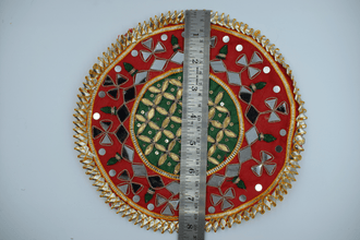 Green Jaal With Red Border Gotapatti Patch 8 Inch