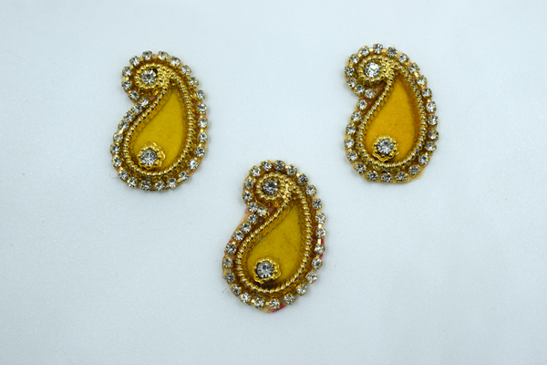 Yellow Color Ambiya Shaped Kundan Buti For Decoration(Pack of 10 pcs)