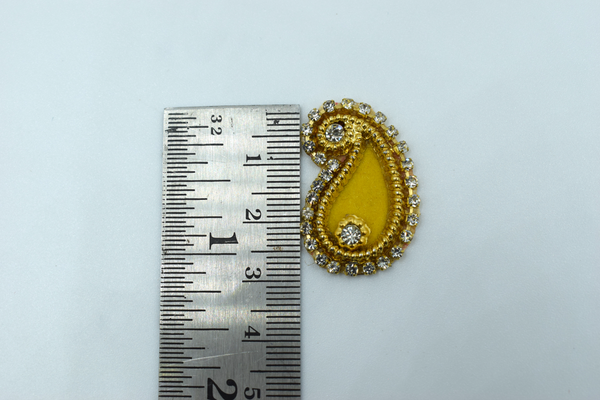 Yellow Color Ambiya Shaped Kundan Buti For Decoration(Pack of 10 pcs)