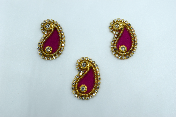 Dark Pink Color Ambiya Shaped Kundan Buti For Decoration(Pack of 10 pcs)
