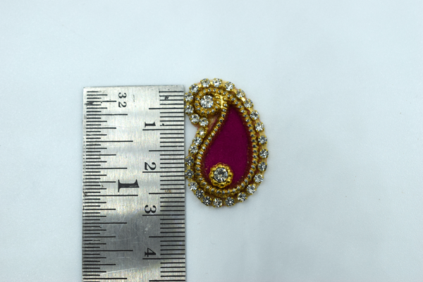 Dark Pink Color Ambiya Shaped Kundan Buti For Decoration(Pack of 10 pcs)