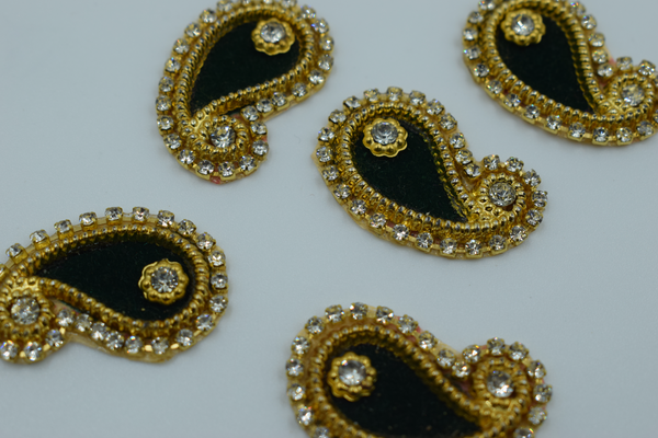 Navy Blue Color Ambiya Shaped Kundan Buti For Decoration(Pack of 10 pcs)