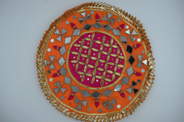 PinkJaal With Orange Border Gotapatti Patch 9 Inch