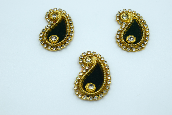 Navy Blue Color Ambiya Shaped Kundan Buti For Decoration(Pack of 10 pcs)