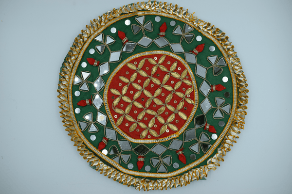 Red Jaal With Green Border Gotapatti Patch 9 Inch