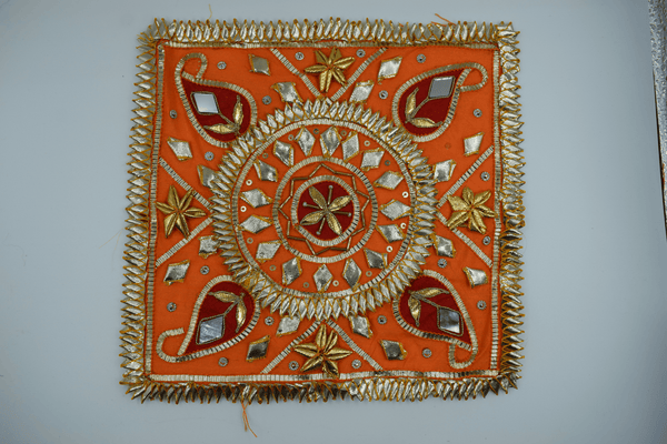 Orange Square 8*8 Inch Gotapatti Patch