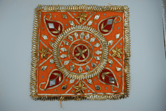 Orange Square 8*8 Inch Gotapatti Patch