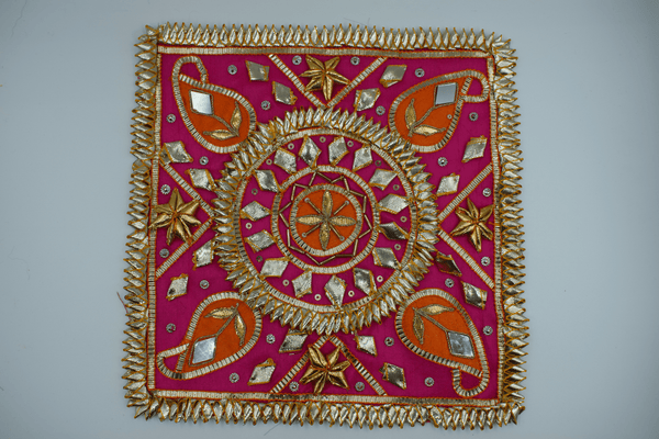 Pink Square 8*8 Inch Gotapatti Patch