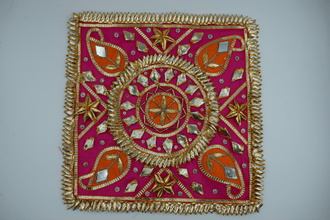 Pink Square 8*8 Inch Gotapatti Patch
