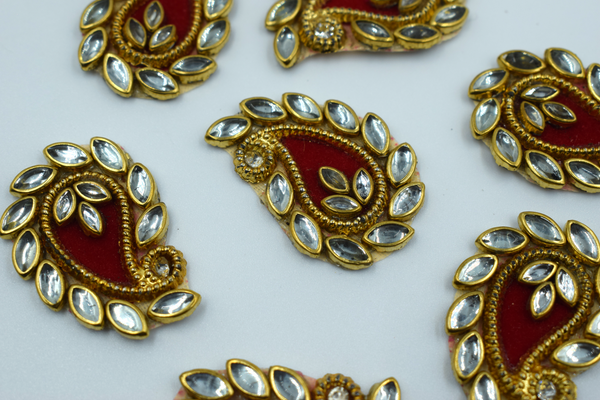 Red Kundan Ambiya Buti For Decoration(Pack of 10 Pcs)