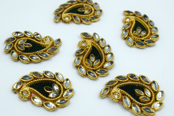Dark Green Kundan Ambiya Buti For Decoration(Pack of 10 Pcs)