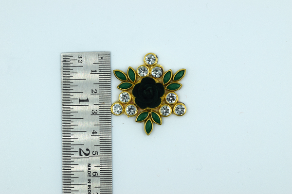 Single Flower Green Kundan Buti For Decoration(Pak of 10 pcs)