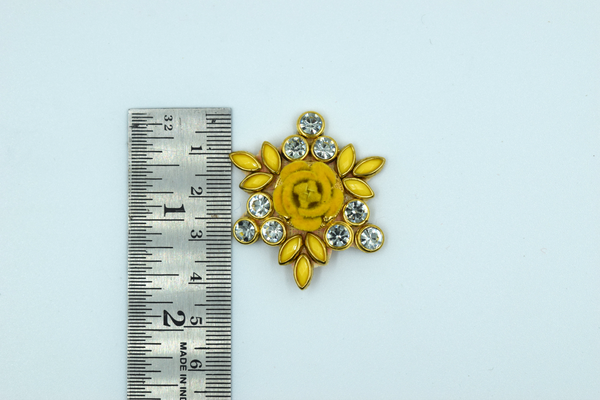 Single Flower Yellow Kundan Buti For Decoration(Pak of 10 pcs)