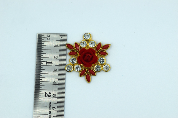 Single Flower Red Kundan Buti For Decoration(Pak of 10 pcs)