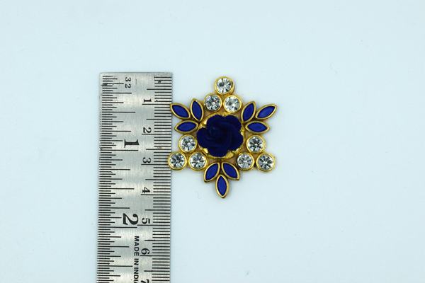Single Flower Navy Blue Kundan Buti For Decoration(Pak of 10 pcs)