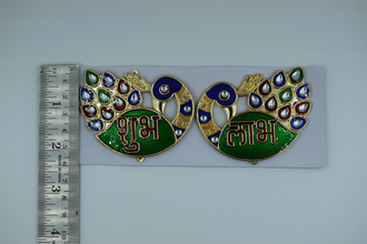 Peacock Design Acrylic Subh Labh Stick On(2 Set)