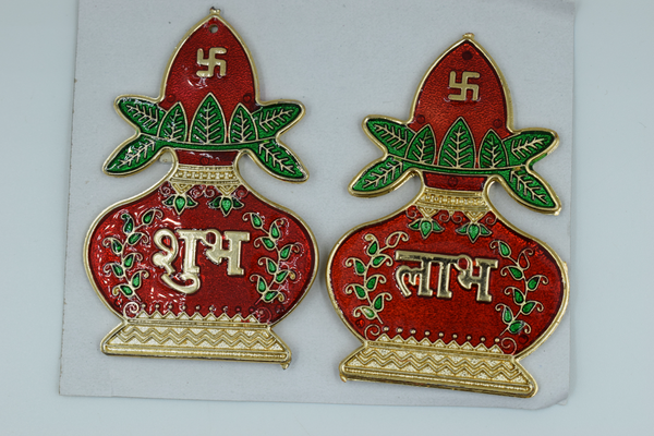 Red Kalash Subh Labh Stick On (2 Set)