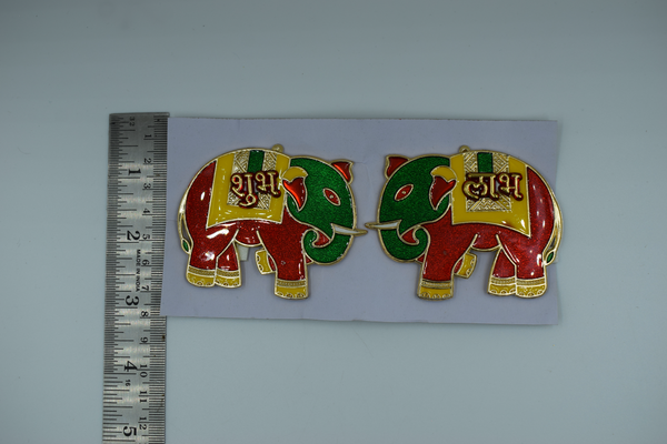 Elephant Design Acrylic Subh Labh Stick On (2 Set)