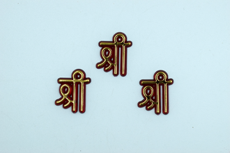 Red Acrylic Shri For Sticking And Multipurpose Usage (10 Pc)