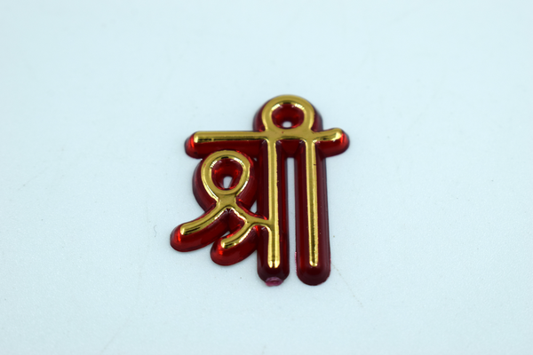 Red Acrylic Shri For Sticking And Multipurpose Usage (10 Pc)