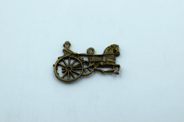 Horse cart Englishmen Black Metal Charm (Pack of 10)